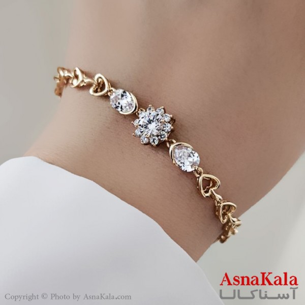 دستبند نگینی ترند برند ژوپینگ Xuping مدل گل کد DSB18497W