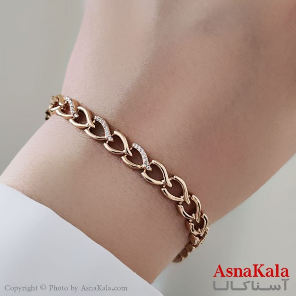 دستبند نگینی ترند برند ژوپینگ Xuping مدل قلب درقلب کد DSB18498W