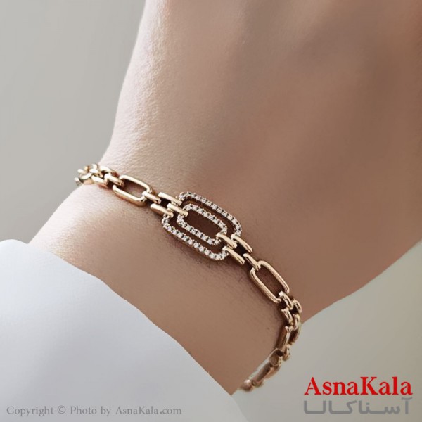 دستبند نگینی ترند برند ژوپینگ Xuping مدل مستطیل نگیندار کد DSB18499W