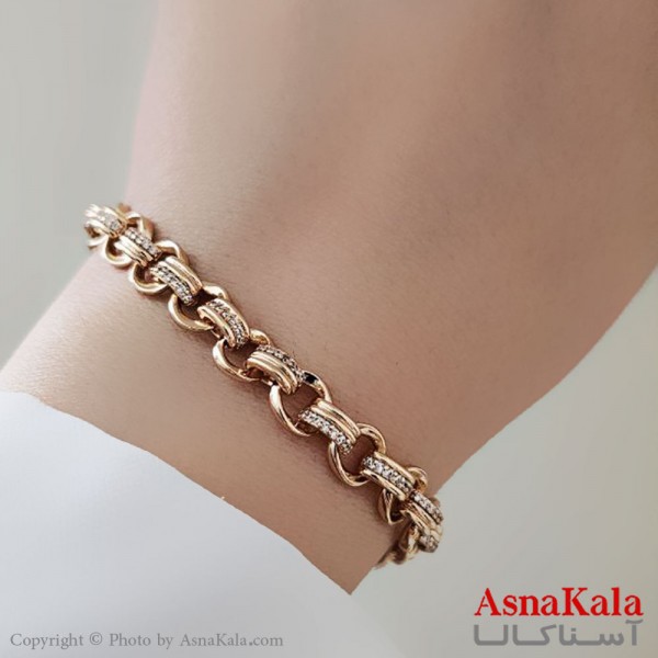 دستبند نگینی ترند برند ژوپینگ Xuping مدل حلقه درحلقه نگیندار کد DSB18500W