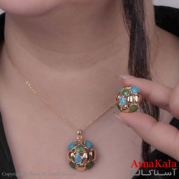 نیم ست زنانه شامل گردنبند و گوشواره  استیل 316 مدل چند دایره رنگ طلایی کد NIM14516W