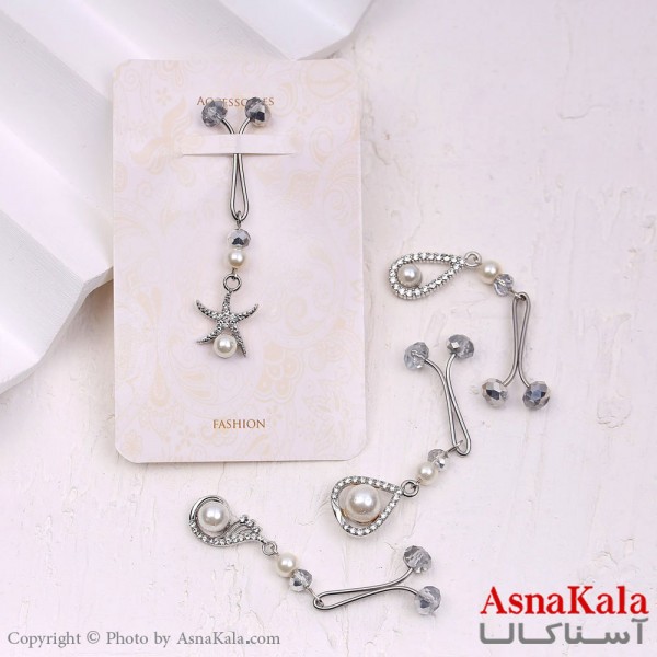 گیره روسری مدل مجلسی نقره ای کد HAIR13189W