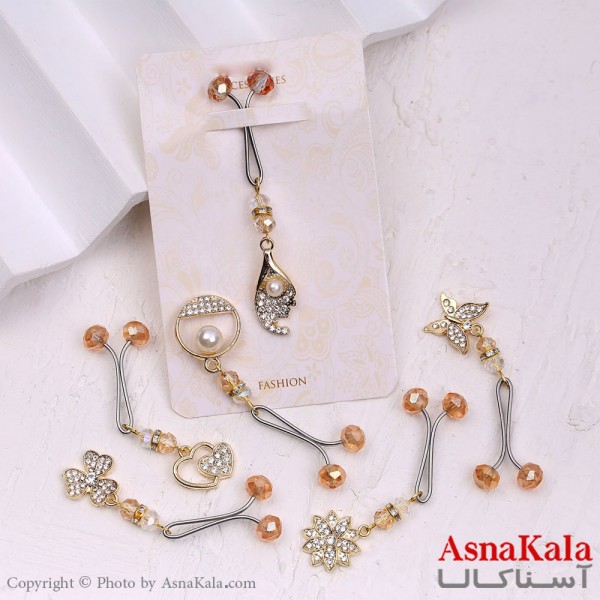 گیره روسری مدل مجلسی اشکال طلایی کد HAIR13190W