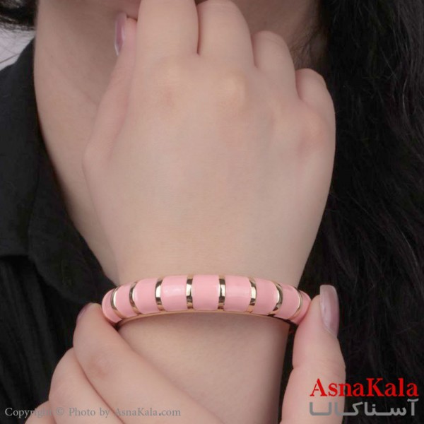 دستبند النگویی زنانه پینترستی استیل 316 گلبهی کد DSB18536W