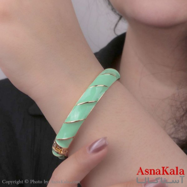 دستبند النگویی زنانه پینترستی استیل 316 سبز کد DSB18539W