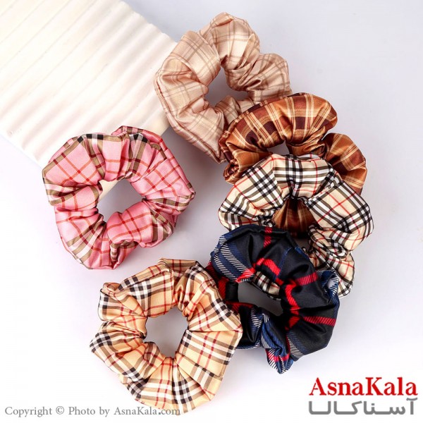 کش مو زنانه ساتن چهارخونه رنگی جنس خارجی کد HAIR13225W