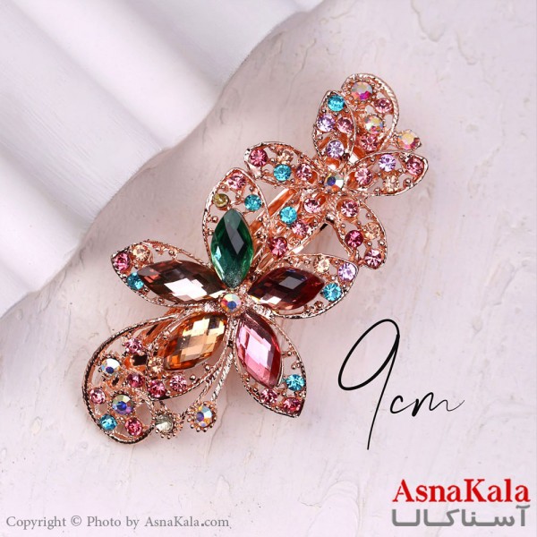 گیره مو انبری فلزی زنانه مدل مجلسی گل جنس خارجی کد HAIR13230W