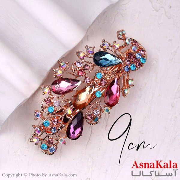 گیره مو انبری فلزی زنانه مدل مجلسی یاقوتی رنگی جنس خارجی کد HAIR13232W