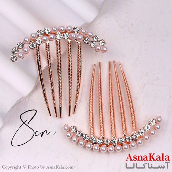 شانه مو فلزی زنانه مدل مجلسی مرواریدی جنس خارجی کد HAIR13233W