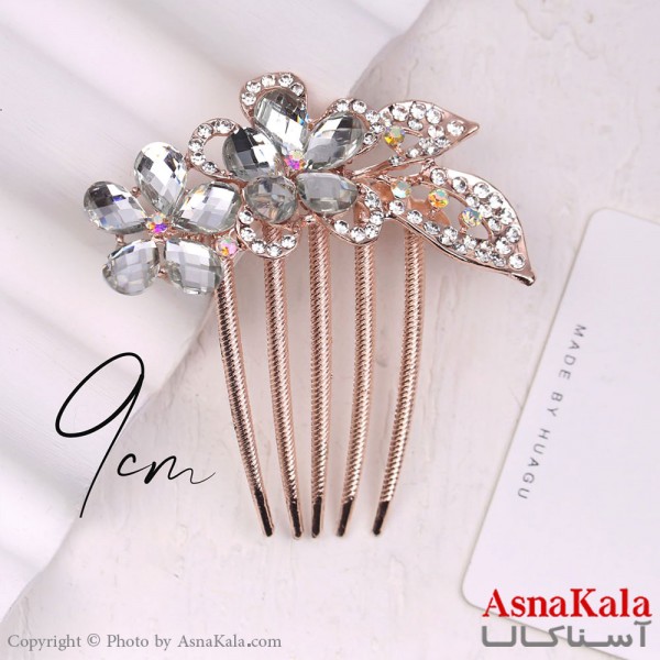 شانه مو فلزی زنانه مدل مجلسی نگینی سفید جنس خارجی کد HAIR13240W