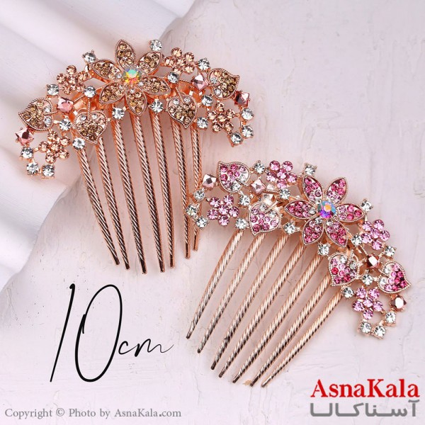 شانه مو فلزی زنانه مدل مجلسی تاج گل جنس خارجی کد HAIR13242W