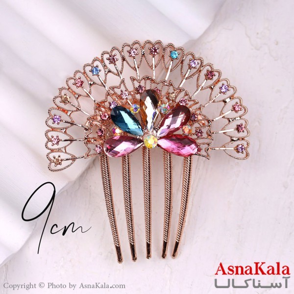 شانه مو فلزی زنانه مدل مجلسی تاج قلبی جنس خارجی کد HAIR13248W