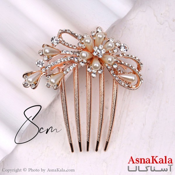 شانه مو فلزی زنانه مدل مجلسی گل نگین طلایی جنس خارجی کد HAIR13255W