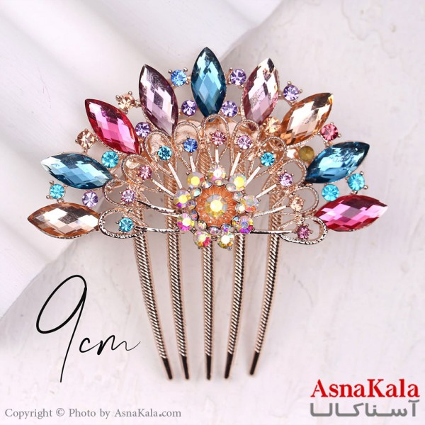 شانه مو فلزی زنانه مدل مجلسی نگینی جنس خارجی کد HAIR13259W