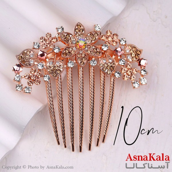 شانه مو فلزی زنانه مدل مجلسی گل درخشان جنس خارجی کد HAIR13264W