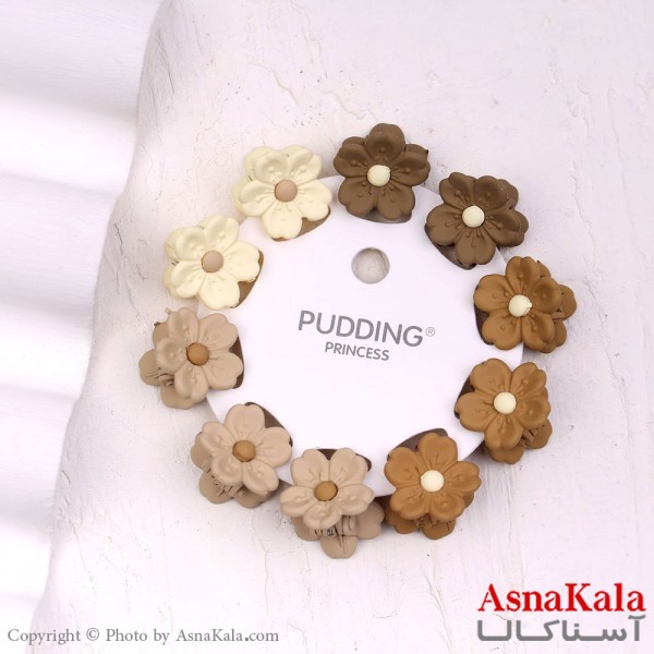 گیره مو زنانه کوچک جنس خارجی 10عددی مدل بابونه رنگ نود کد HAIR13271W