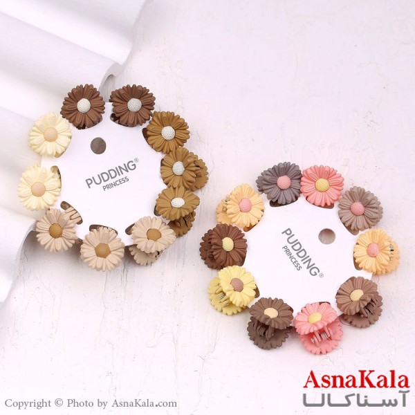 گیره مو زنانه کوچک جنس خارجی 10عددی مدل گل خطی کد HAIR13272W