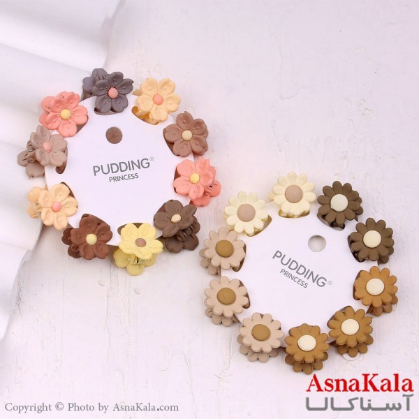 گیره مو زنانه کوچک جنس خارجی 10عددی مدل گل رنگی کد HAIR13273W