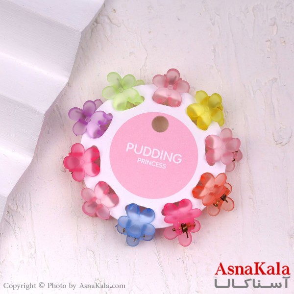 گیره مو زنانه کوچک جنس خارجی 10عددی مدل شکوفه شیشه ای کد HAIR13277W