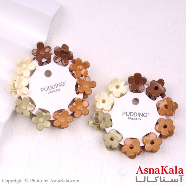 گیره مو زنانه کوچک جنس خارجی 10عددی مدل گل شفاف کد HAIR13281W