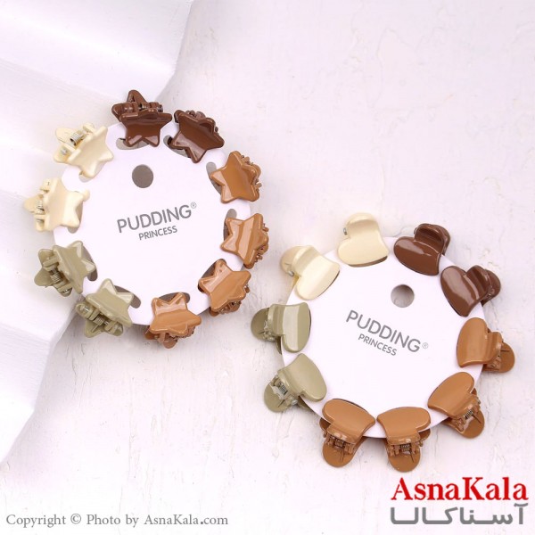 گیره مو زنانه کوچک جنس خارجی 10عددی مدل ستاره و قلب کد HAIR13282W