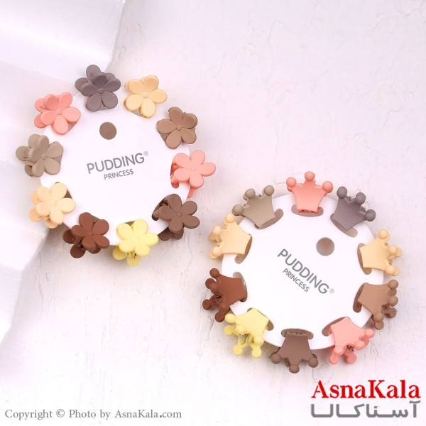 گیره مو زنانه کوچک جنس خارجی 10عددی مدل تاج و گل کد HAIR13283W