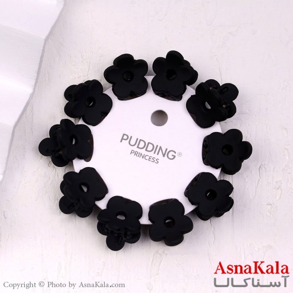 گیره مو زنانه کوچک جنس خارجی 10عددی مدل گل مشکی کد HAIR13284W