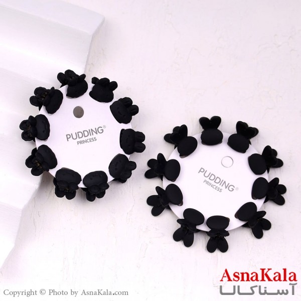 گیره مو زنانه کوچک جنس خارجی 10عددی مدل خرگوشی مشکی کد HAIR13286W