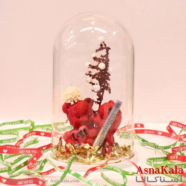 باکس ولنتاین شیشه ای خرسی عاشقانه کد HAIR13294W