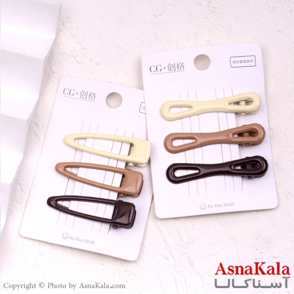 گیره مو زنانه انبری کارتی براق پینترستی مجموعه 3عددی کد HAIR13300W