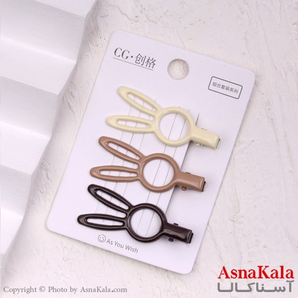 گیره مو زنانه انبری خرگوش مجموعه 3عددی کد HAIR13305W