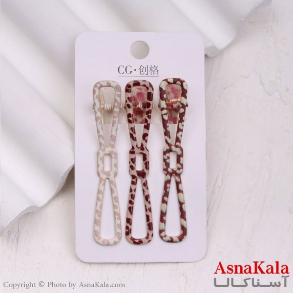 گیره مو زنانه انبری کارتی پاپیونی مجموعه 3عددی کد HAIR13313W