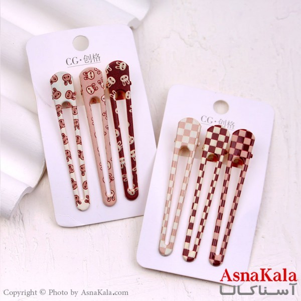 گیره مو زنانه انبری کارتی بادومی مجموعه 3عددی کد HAIR13321W