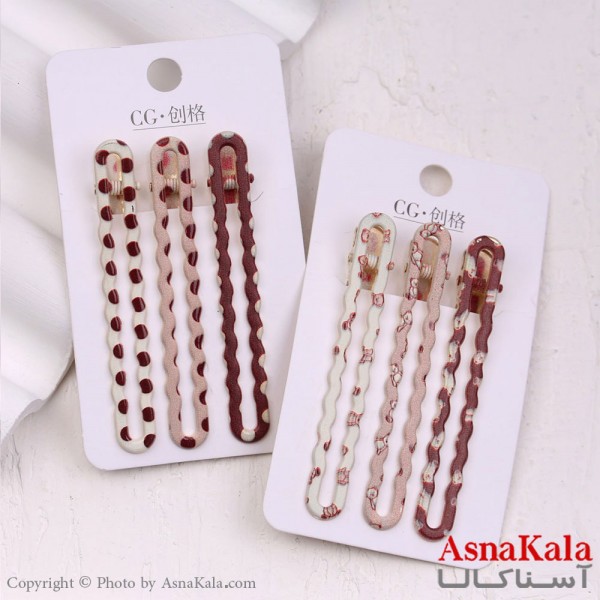 گیره مو زنانه انبری کارتی هلالی مجموعه 3عددی کد HAIR13324W