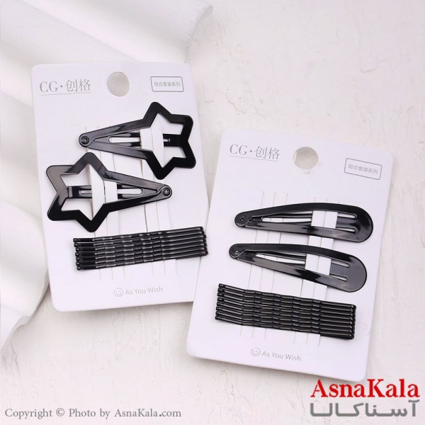 گیره و پنس و تق تقی مو مشکی مجموعه 10 عددی  کد HAIR13329W
