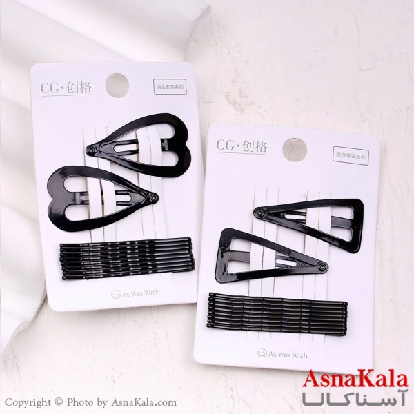 گیره و پنس و تق تقی مو مشکی مجموعه 10 عددی  کد HAIR13330W