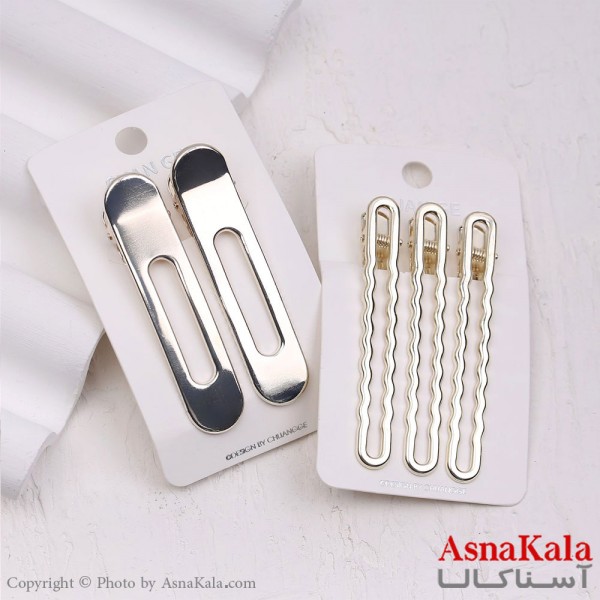 گیره مو زنانه انبری کارتی فلزی نقره ای کد HAIR13334W