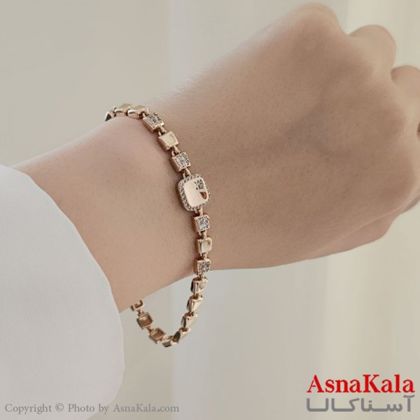 دستبند نگینی ترند برند ژوپینگ Xuping مدل مربع  نگیندار کد DSB18546W