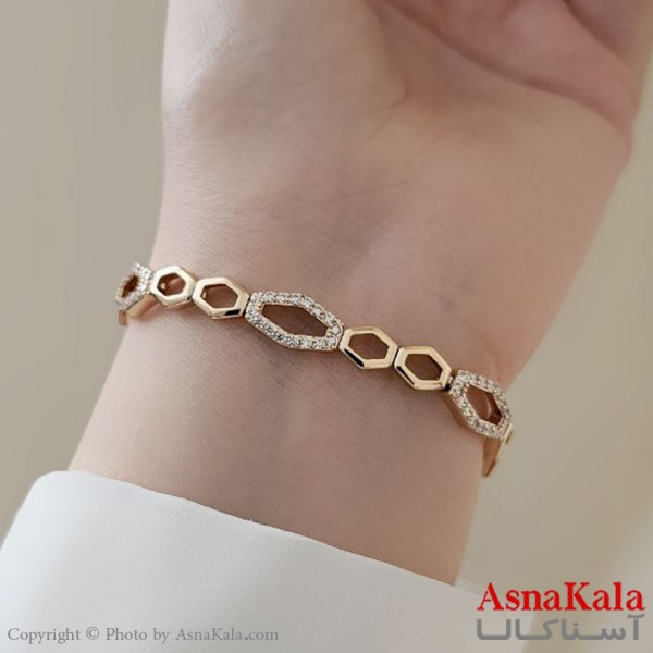 دستبند زنانه ترند برند ژوپینگ Xuping مدل لانه زنبوری نگیندار کد DSB18549W