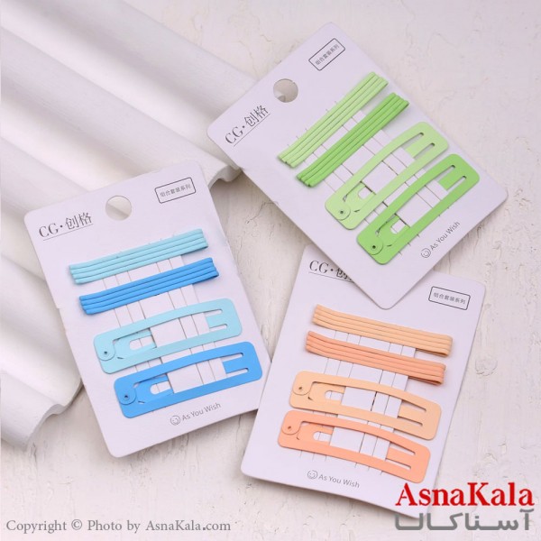 گیره و پنس و تق تقی مو مستطیل رنگی مجموعه10 عددی  کد HAIR13379W