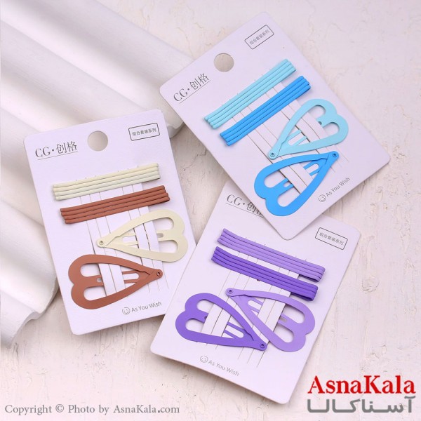 گیره و پنس و تق تقی مو قلب مجموعه 10عددی  کد HAIR13380W