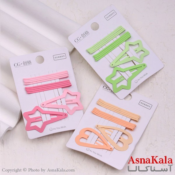 گیره و پنس و تق تقی مو ستاره و قلب مجموعه 10عددی  کد HAIR13382W