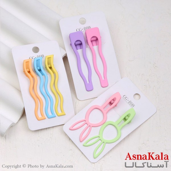گیره مو زنانه انبری کارتی فلزی رنگی کد HAIR13391W
