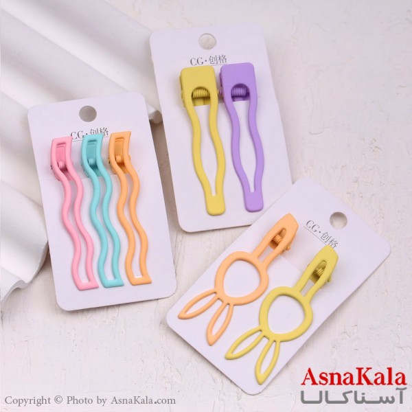 گیره مو زنانه انبری کارتی فلزی رنگی کد HAIR13394W