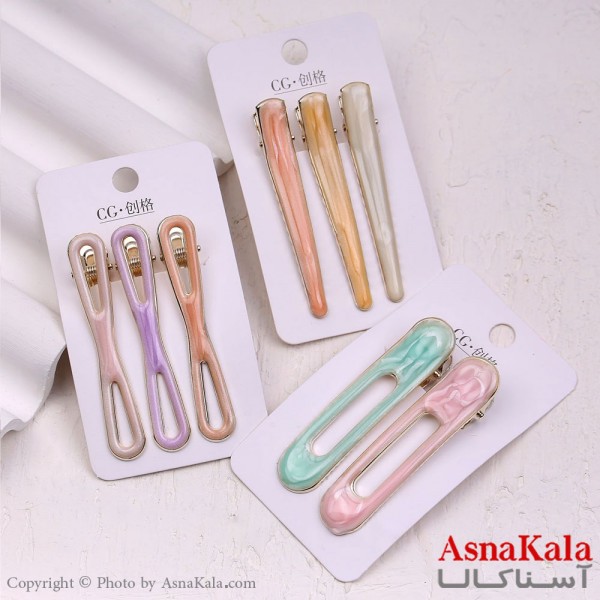 گیره مو زنانه انبری کارتی پینترستی آبرنگی مجموعه کد HAIR13398W