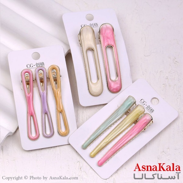 گیره مو زنانه انبری کارتی پینترستی آبرنگی مجموعه کد HAIR13399W