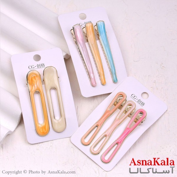 گیره مو زنانه انبری کارتی پینترستی آبرنگی کد HAIR13401W