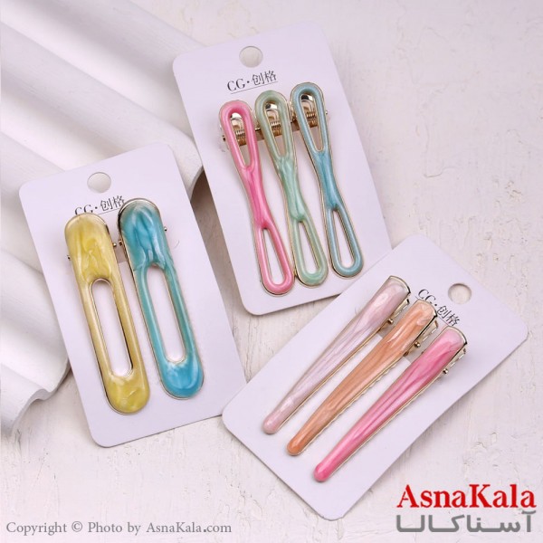 گیره مو زنانه انبری کارتی پینترستی آبرنگی کد HAIR13405W