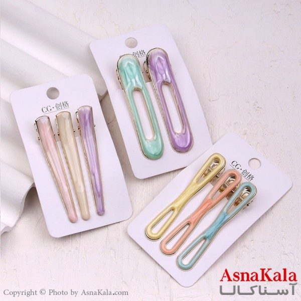 گیره مو زنانه انبری کارتی پینترستی پاستیلی کد HAIR13408W