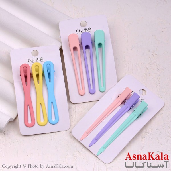 گیره مو زنانه انبری کارتی پینترستی مات مجموعه 3عددی کد HAIR13451W